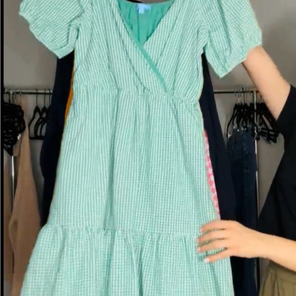 NWT Draper James size Large Green Gingham Dress